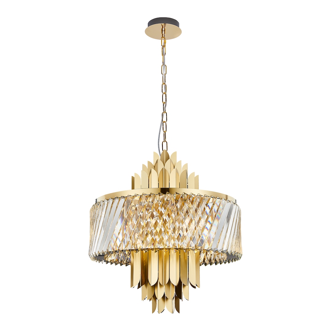 Milagro Závesná lampa Kryštálový luster Margot Gold ML0409 9xE14 55 cm Gl