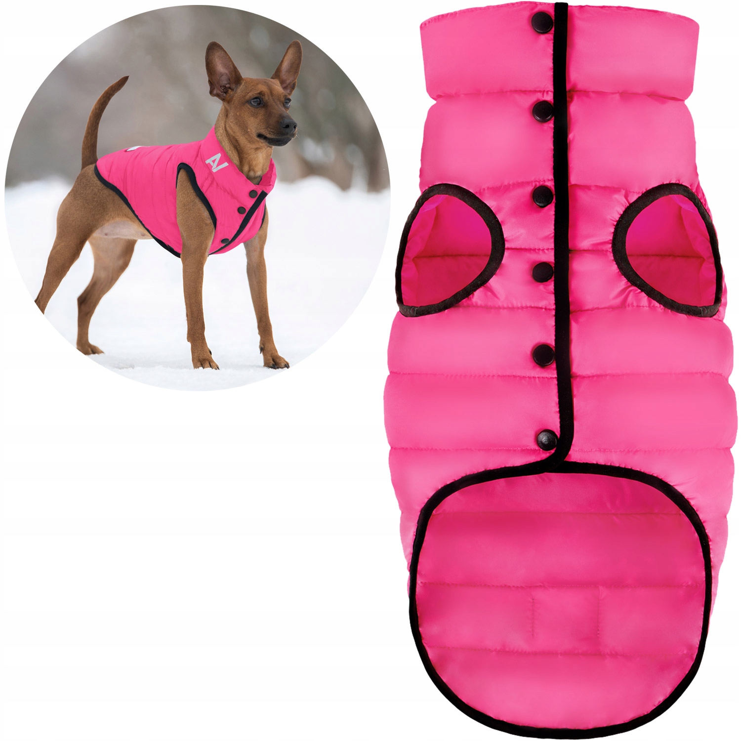 Levně Zimní ultralehká bunda pro psa na patentky, růžová, velikost Xs (S30)