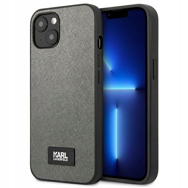 Karl Lagerfeld KLHCP13MSFMP2DG Pouzdro na iPhone 13/ 14/15 6,1" pevný stříbrný