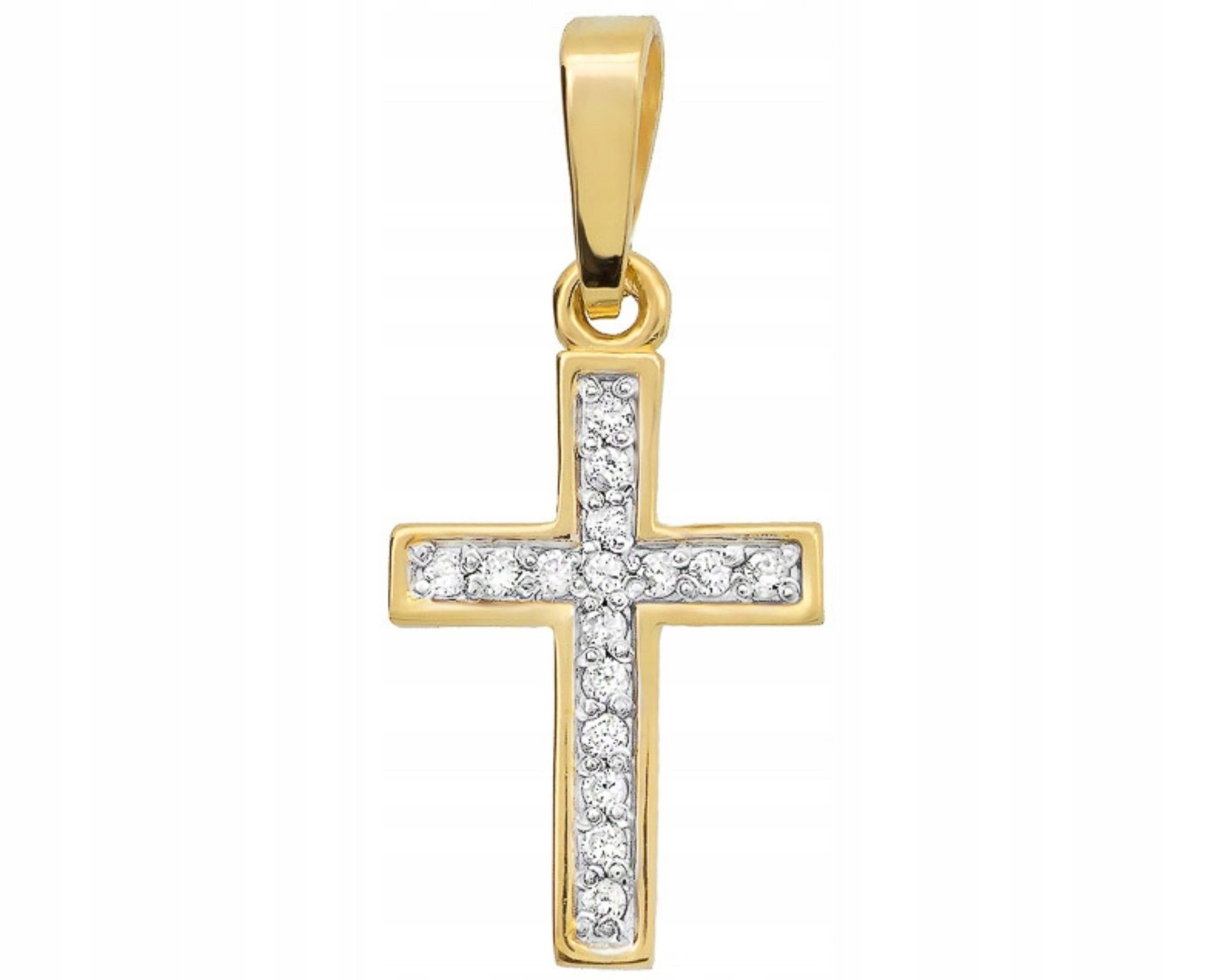 Zlatý přívěsek s brilianty a křížkem 585 diamantů