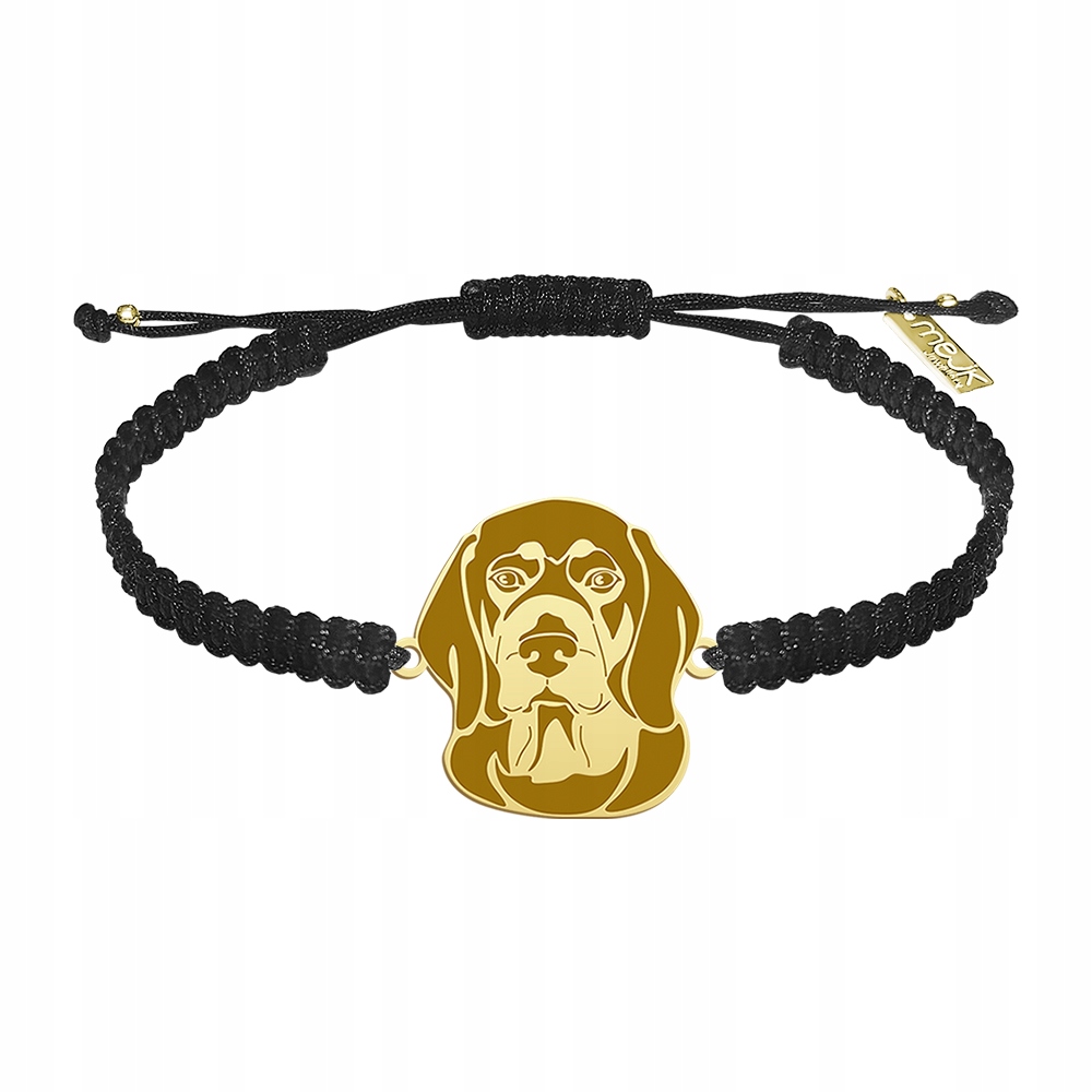 Zlatý náramek s alpskou honičkou Krátkonožný 925 makramé Dárek Gravírování