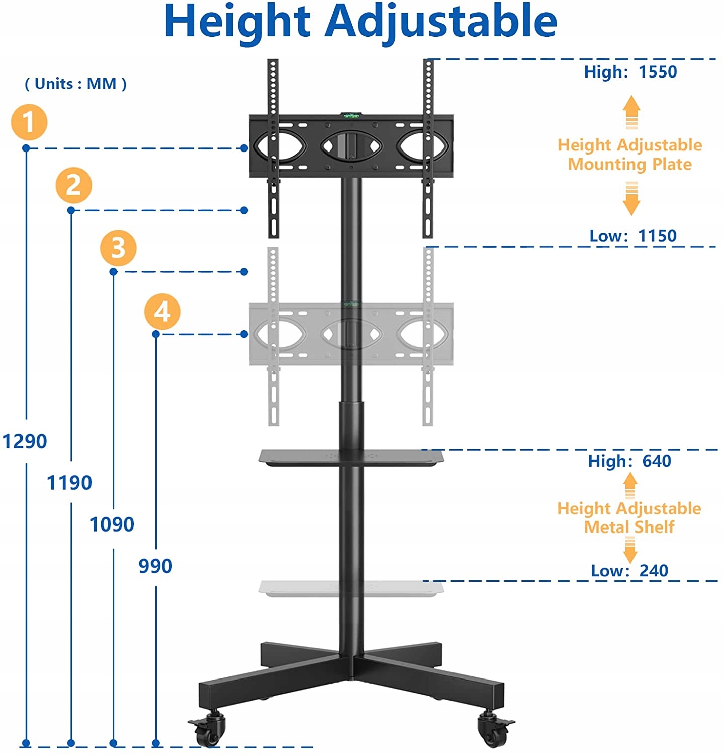 STOJAK POD TELEWIZOR 23-60 CALI 40KG VESA KÓŁKA Marka RFIVER