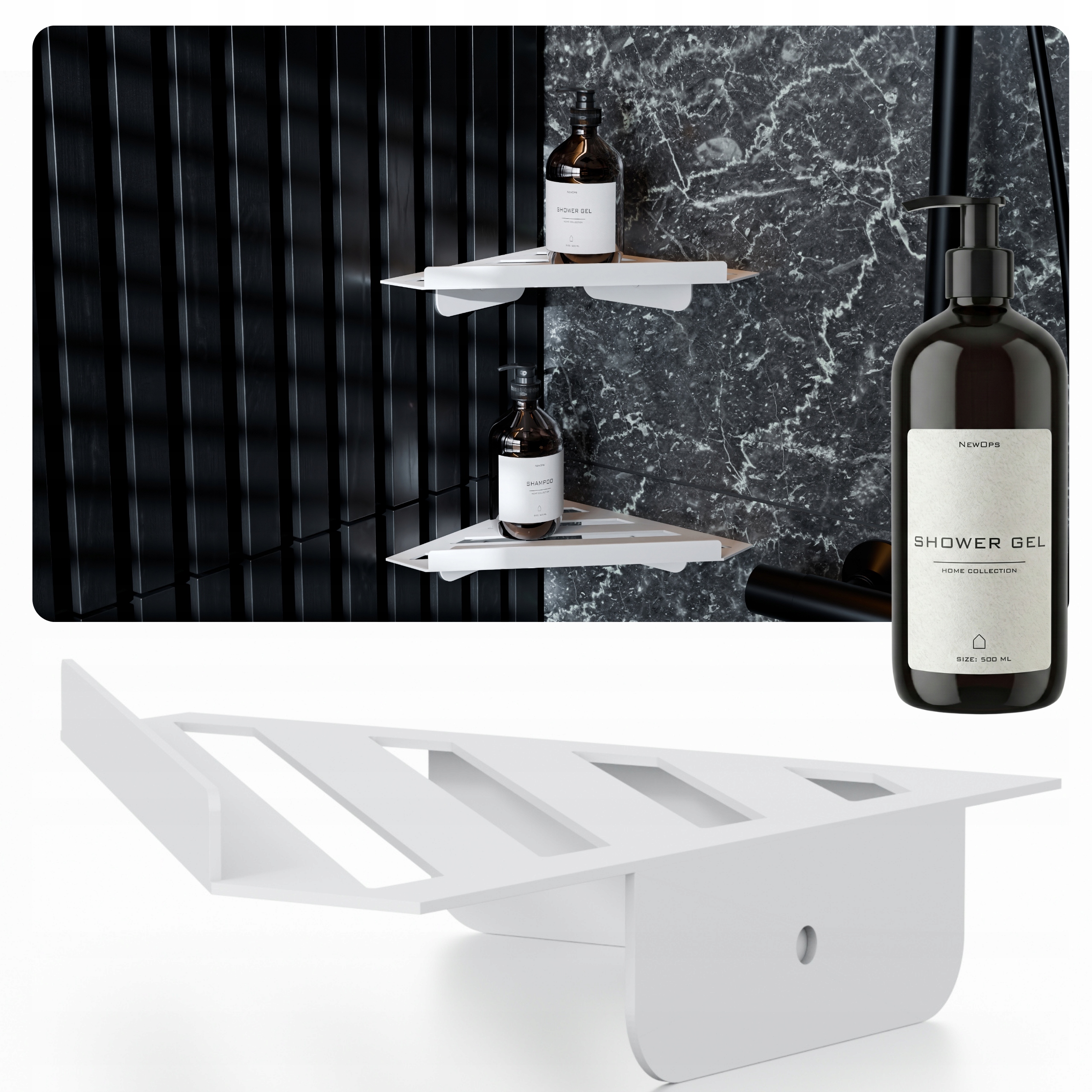 Závěsná Police Pod Sprchový Kout Cove Rohová Nerezová Polský Výrobek