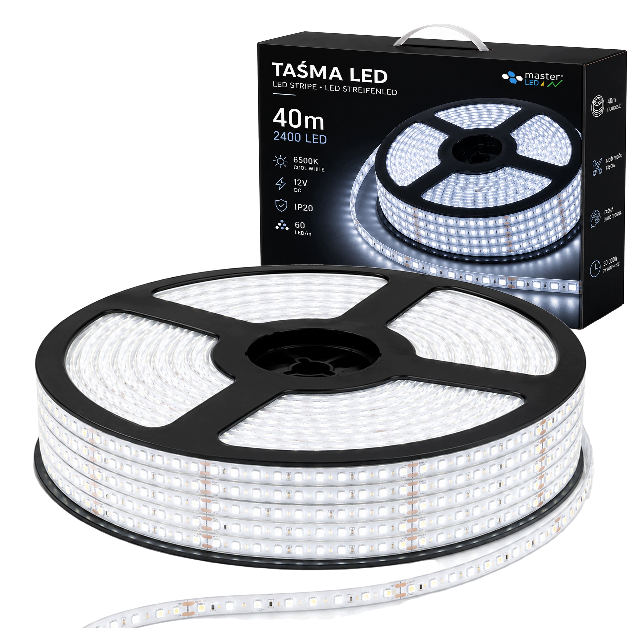 Led pásek Premium 40 m 2400led 6500k IP20 oboustranný Nebliká výp2