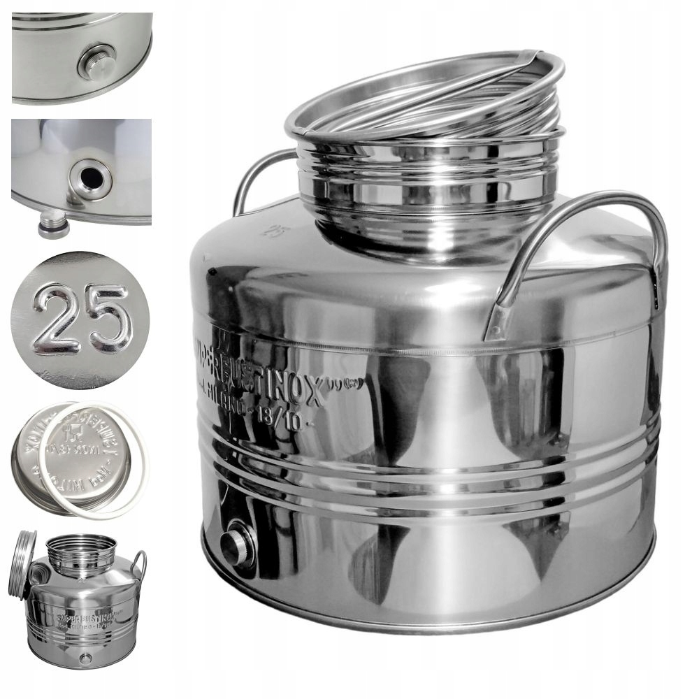 Beczka Stal inox kanka bańka 25L pojemnik Nierdzewny na bimber destylat sok