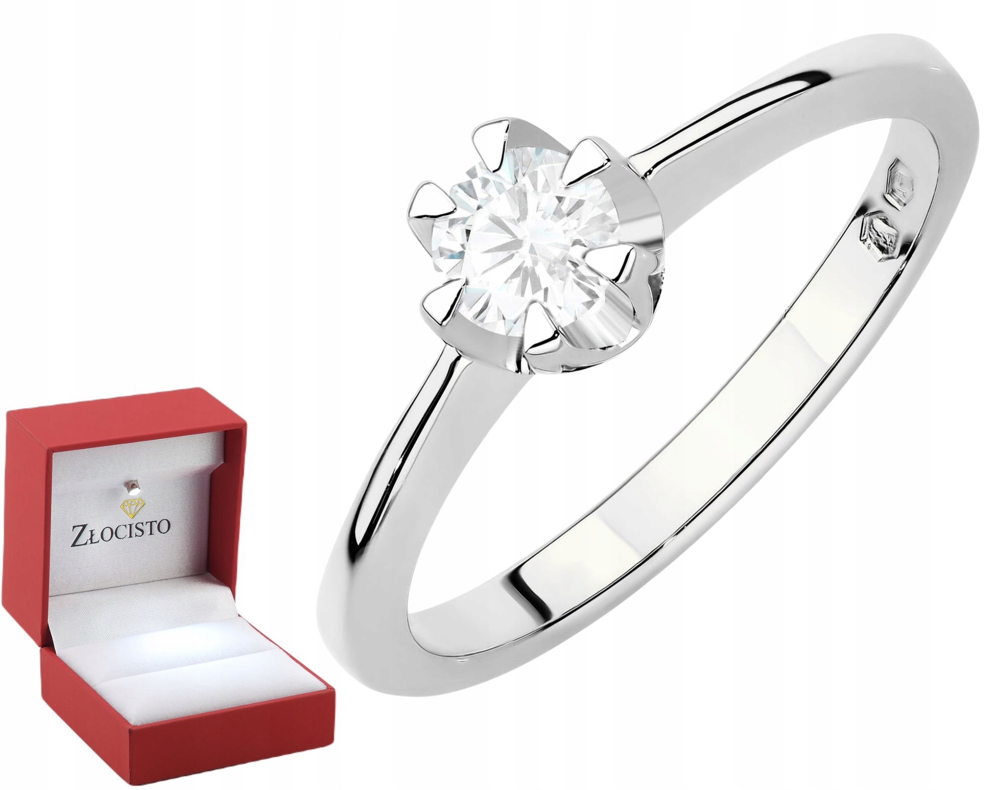 Zásnubní Prstýnek S Diamantem Lab Bílé Zlato 14K