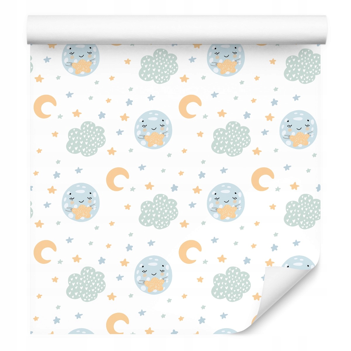 Tapeta na zeď pro děti měsíc hvězdy mraky