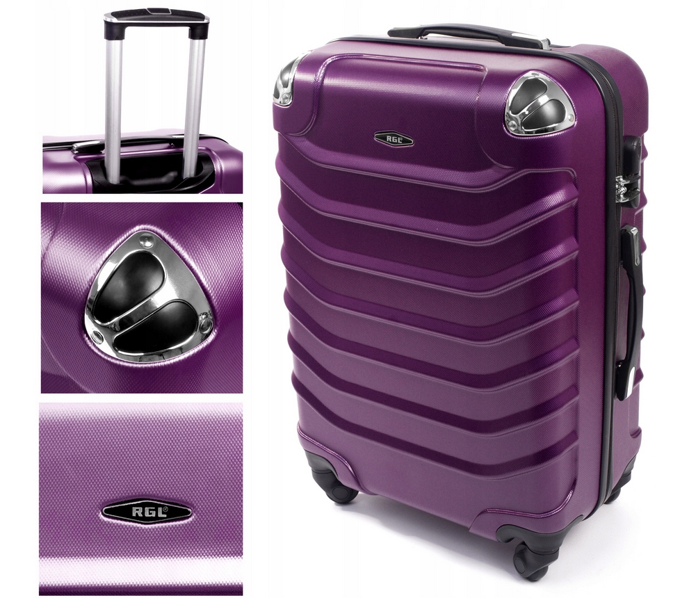 Walizka Średnia Podróżna Bagaż Fioletowy Śliwka, Abs