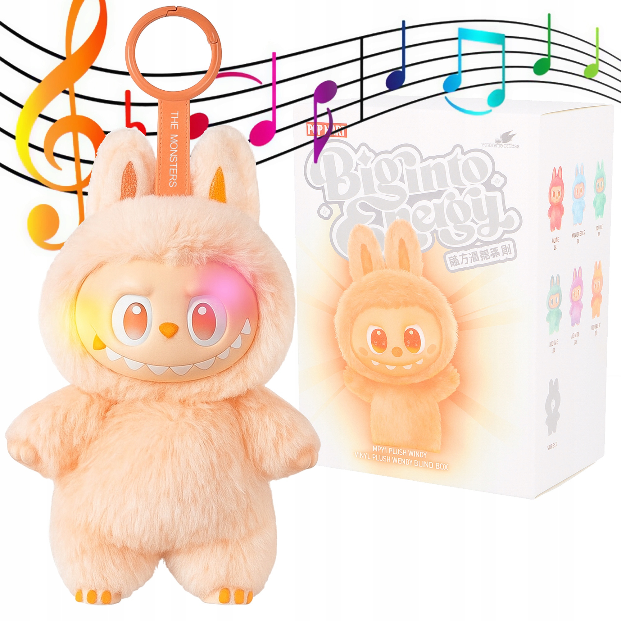 CZARNY Maskotka brelok LABUBU LA BUBU INTERAKTYWNY ŚPIEWAJĄCY