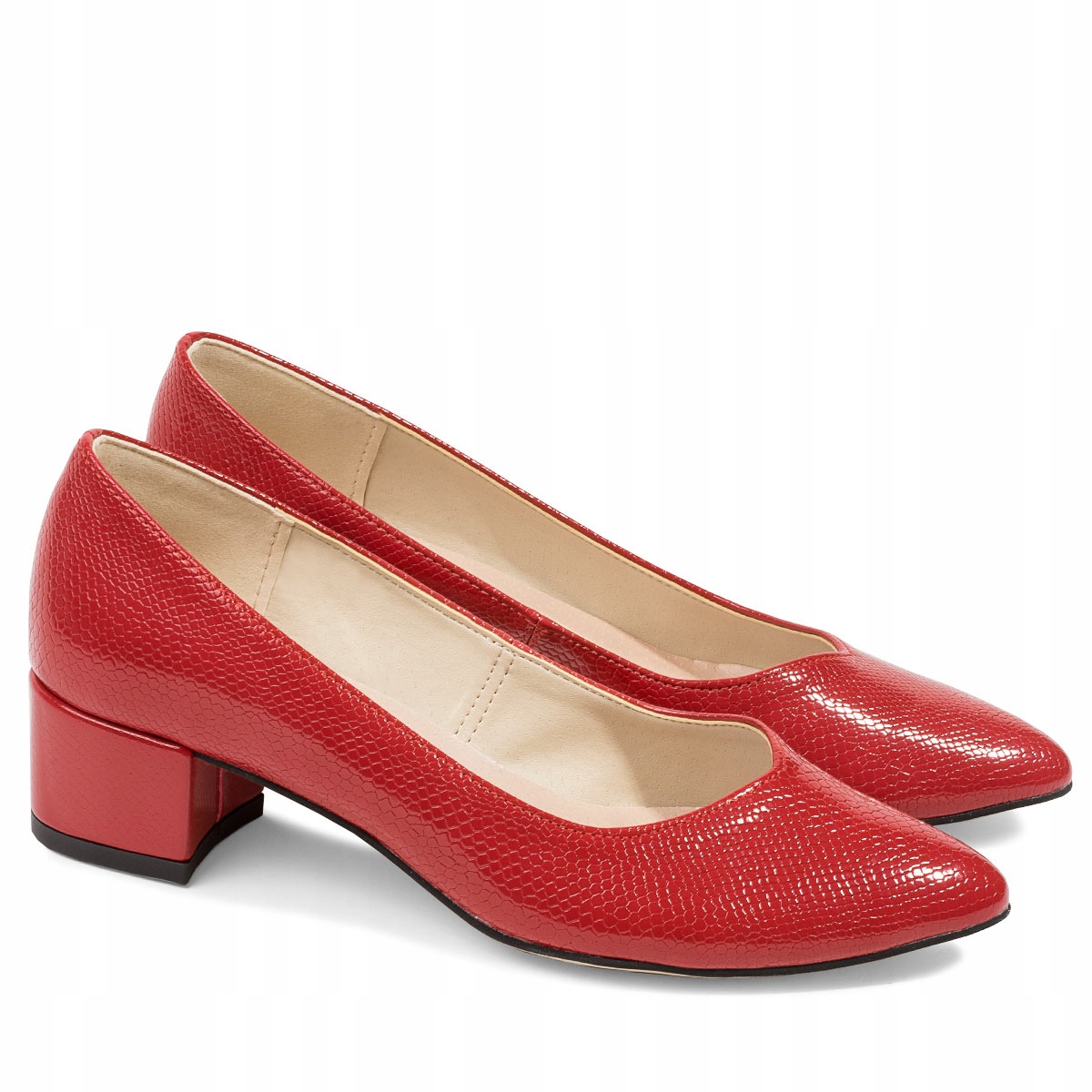 

Lakierowane Czółenka Na Niskim Obcasie Czerwone 38