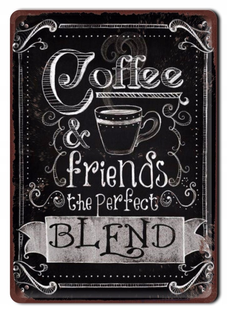 Coffee Kawa Plakat Metalowy Szyld Retro #07920