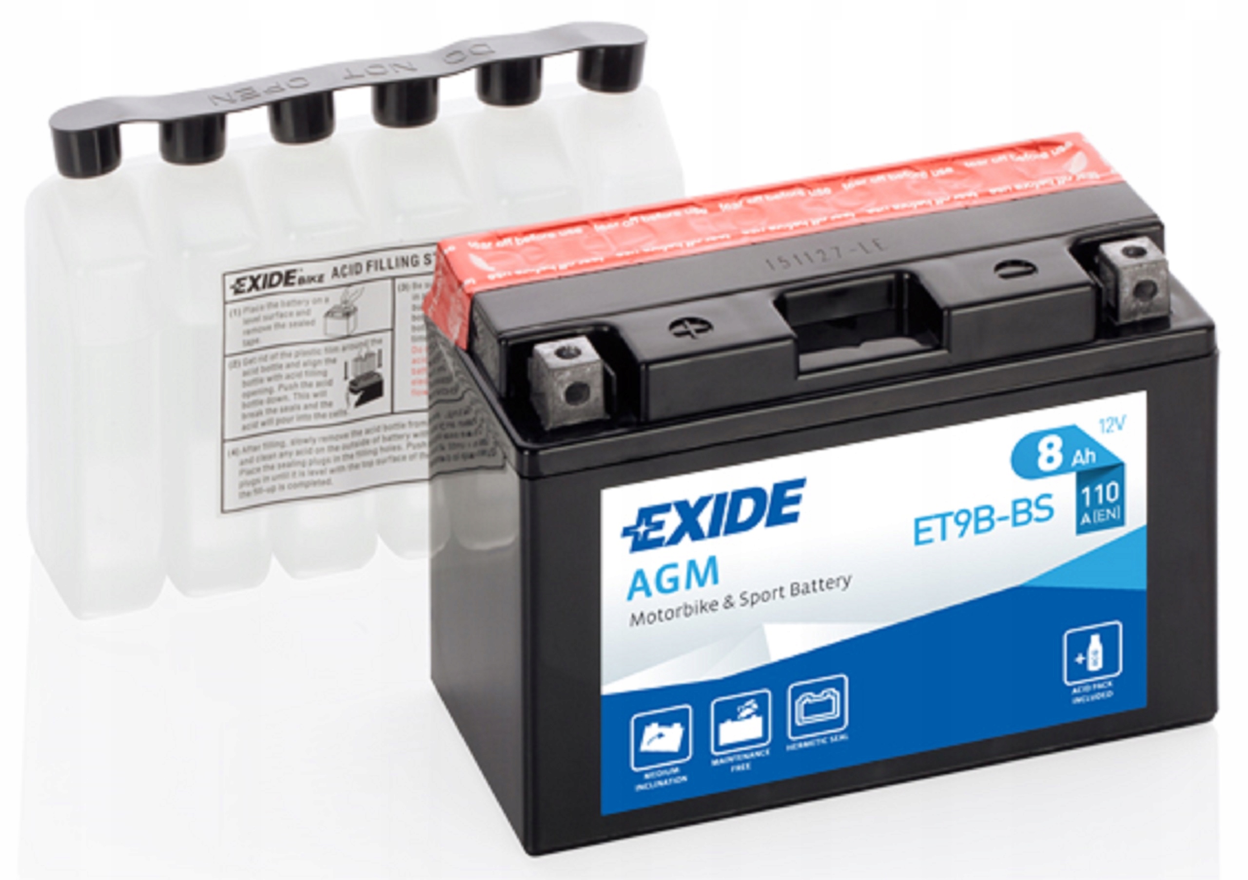 Аккумулятор Exide ET9B-BS YT9B-BS AGM 8AH 12V L+