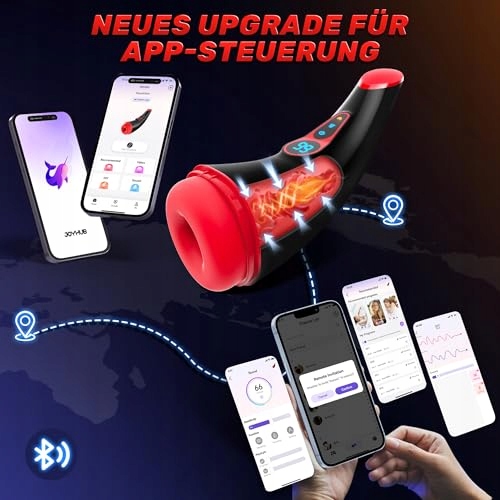 APP MASTURBATOR Dla Mężczyzn 9 Trybów Ssania i Wibracji LCD Wyświetlacz — miniatura 5