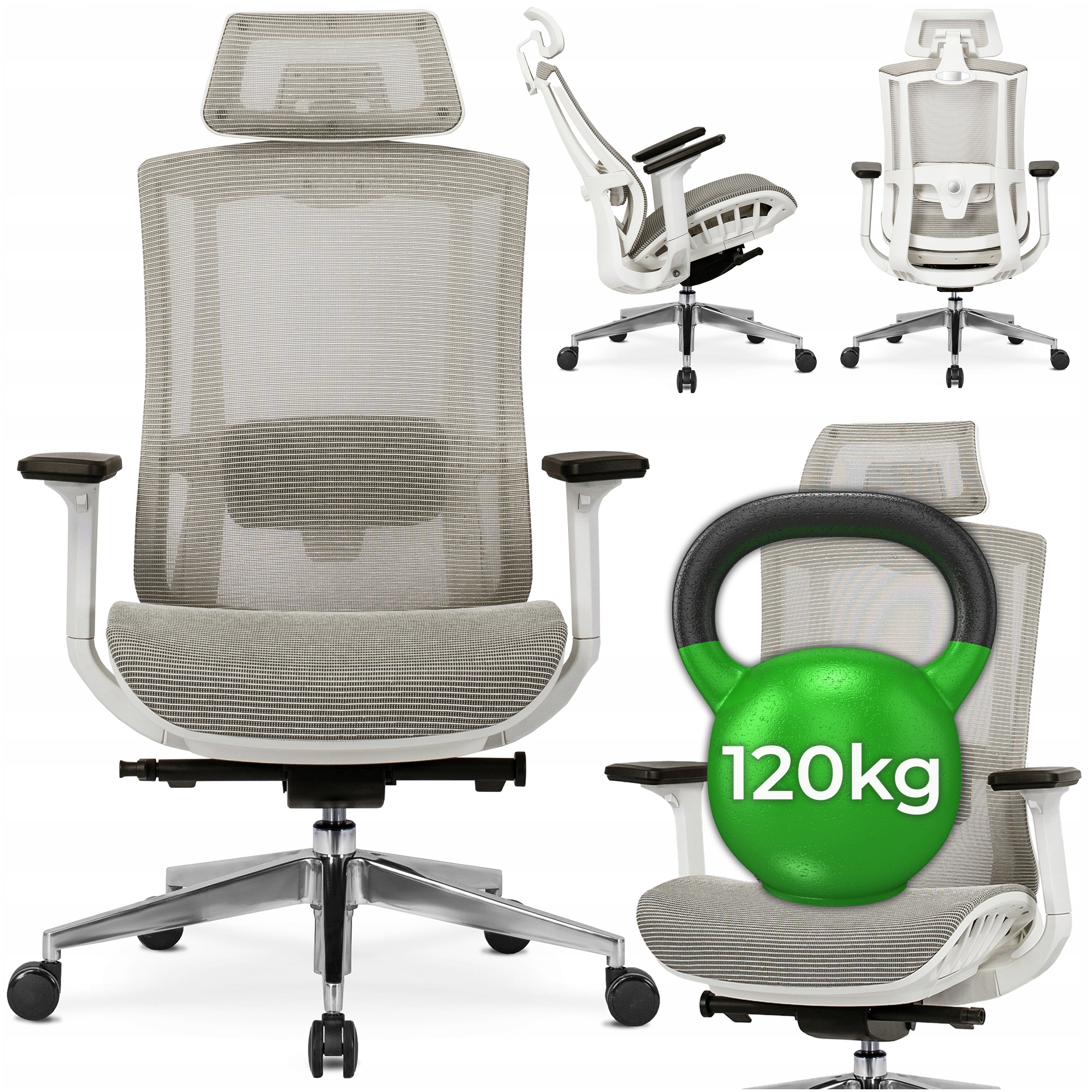 Kancelářská židle Otočná Ergonomická Gaming Nastavitelná Béžová Sky