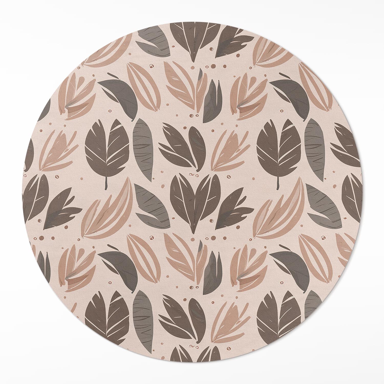 Kulatý Koberec Vinyl Pvc ⌀ 130 cm Ilustrace boho listů v jemném stylu