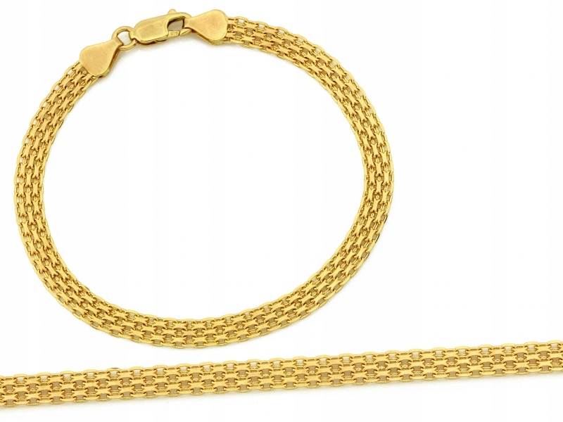 Zlatý náramek 585 široká řetízková vazba Bismark r19 dárek 6.17 g