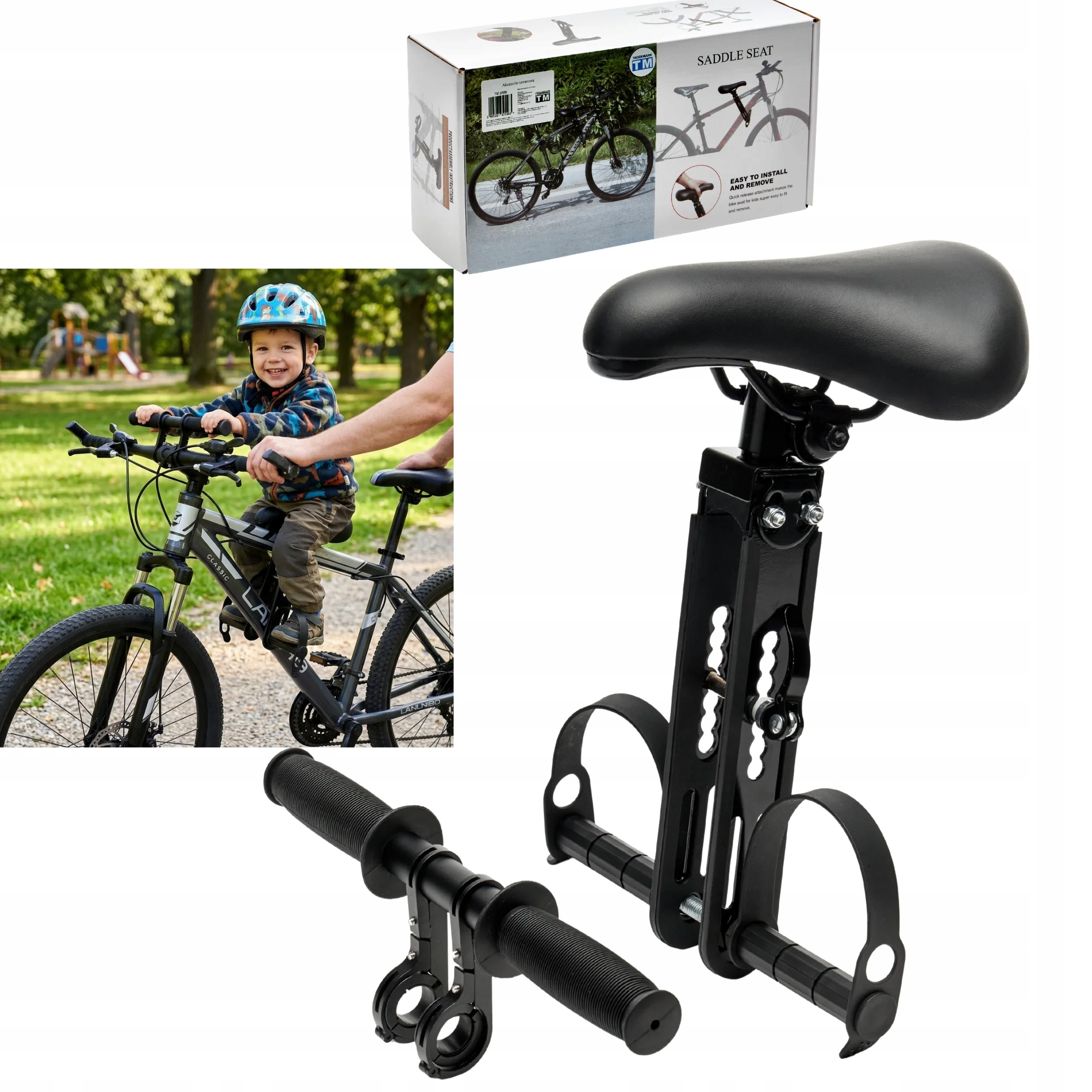 Sedadlo Mtb cyklistická židlička pro dítě, přední opěrka nohou, úchytky