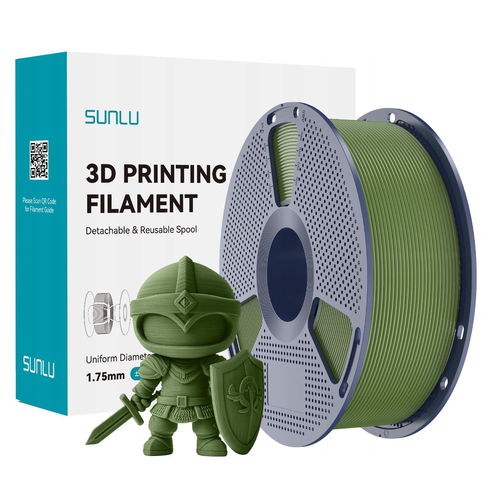 Filament PLA+ Sunlu 1,75 mm 1000 g zielony