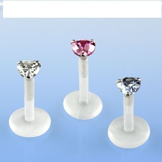 

Labret z bioflexu z cyrkonią serce 6 mm