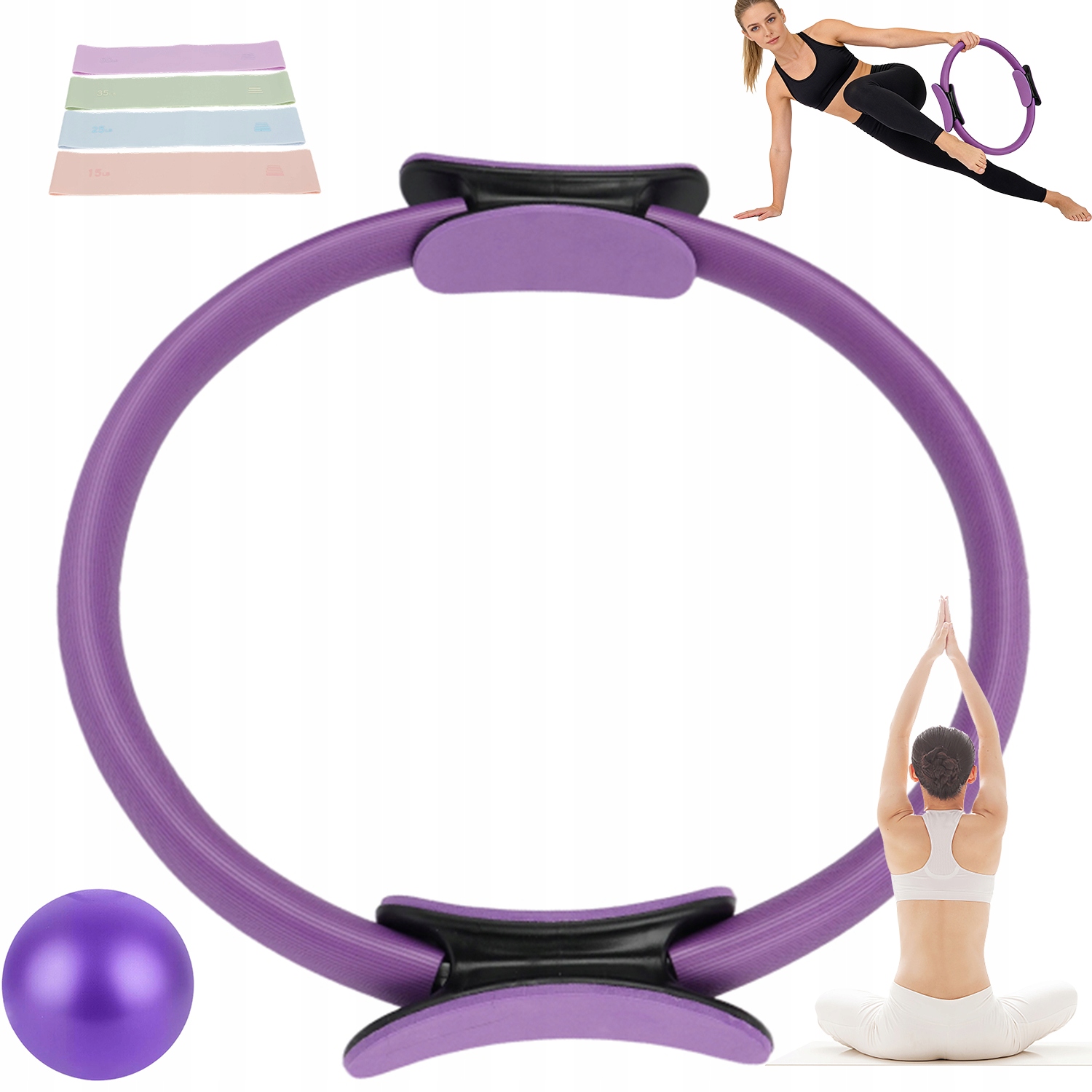 Zestaw Do Jogi Pilates Z Akcesoriami 4 Poziomy Oporu Trening Domowy