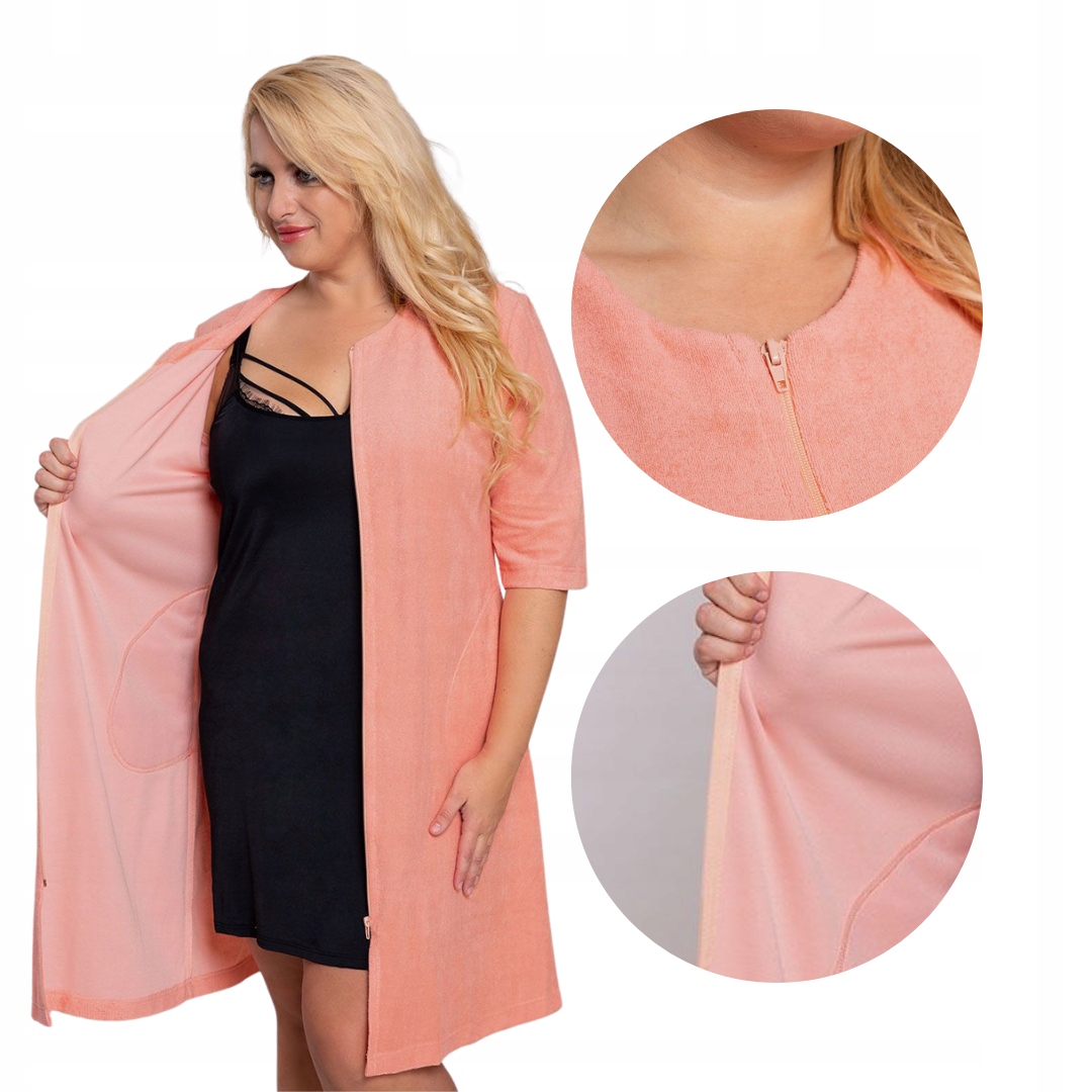 Lososový župan-župan se zapínáním na zip 56