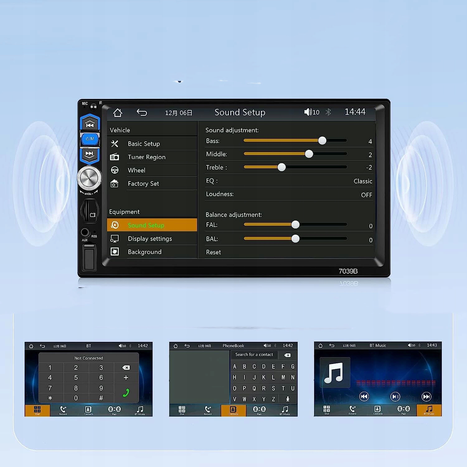 Hikity Radio samochodowe 1 Din z funkcją Carplay 7" GPS Model 7039B