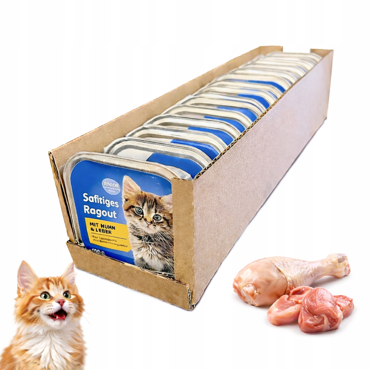 Levně Krmivo mokré pro kočky, tác 100 g – sada 32 ks, kompletní sada