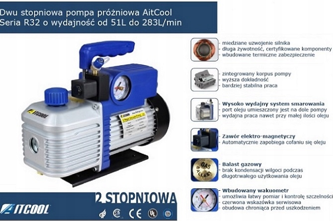 Pompa próżniowa do klimatyzacji 198l/min R32