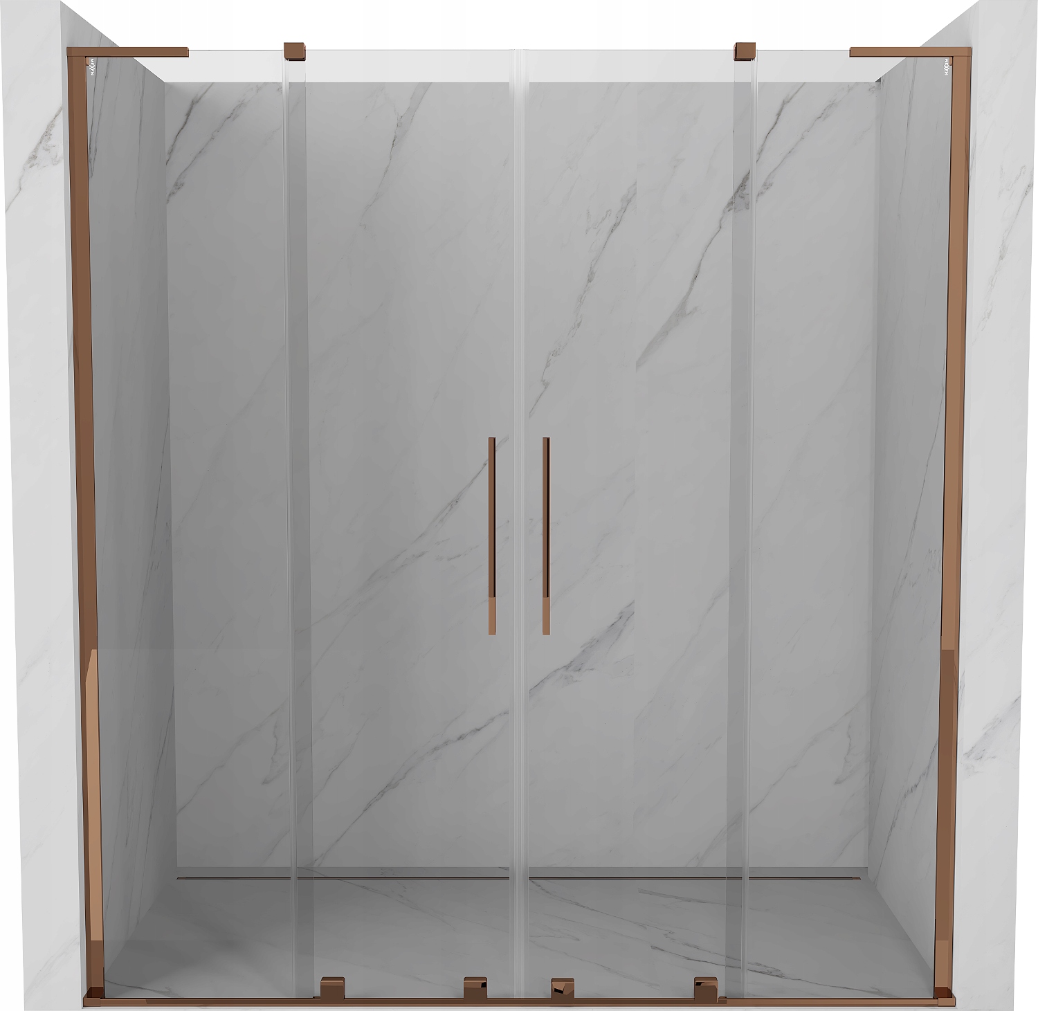 Mexen Velar L Duo Drzwi Prysznicowe Rozsuwane 170 CM Transparent Róż. Złoto