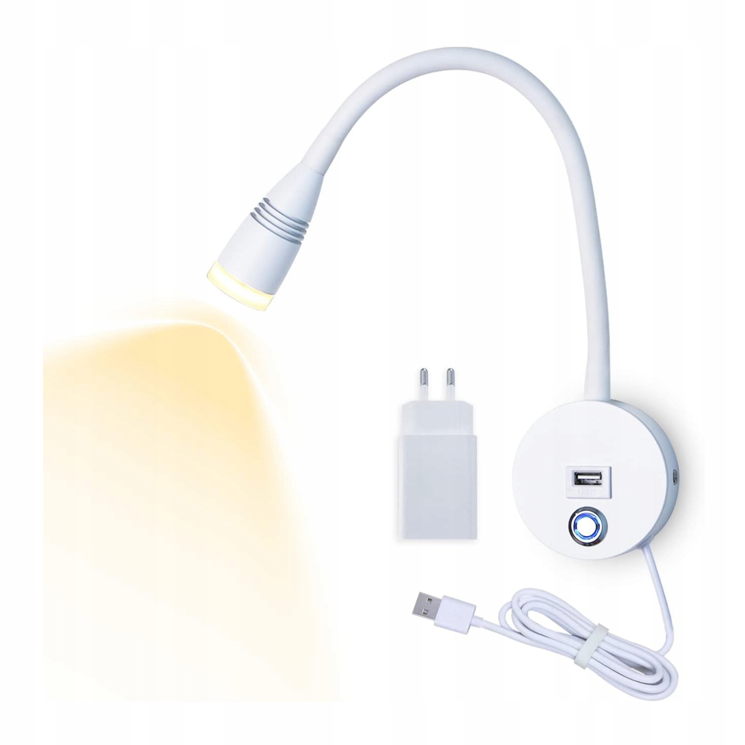 Led nástěnné svítidlo pro čtení v ložnici Bílá nástěnná Noční Lampa 2 Ks