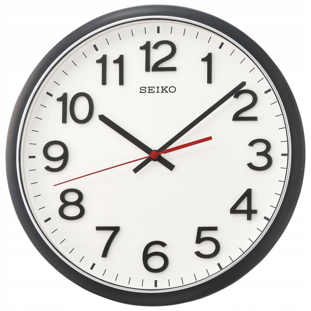 Čierny Čitateľný Okrúhly Hodinky Seiko QXA750K 31 cm Tichý Mechanizmus Nie Tyka