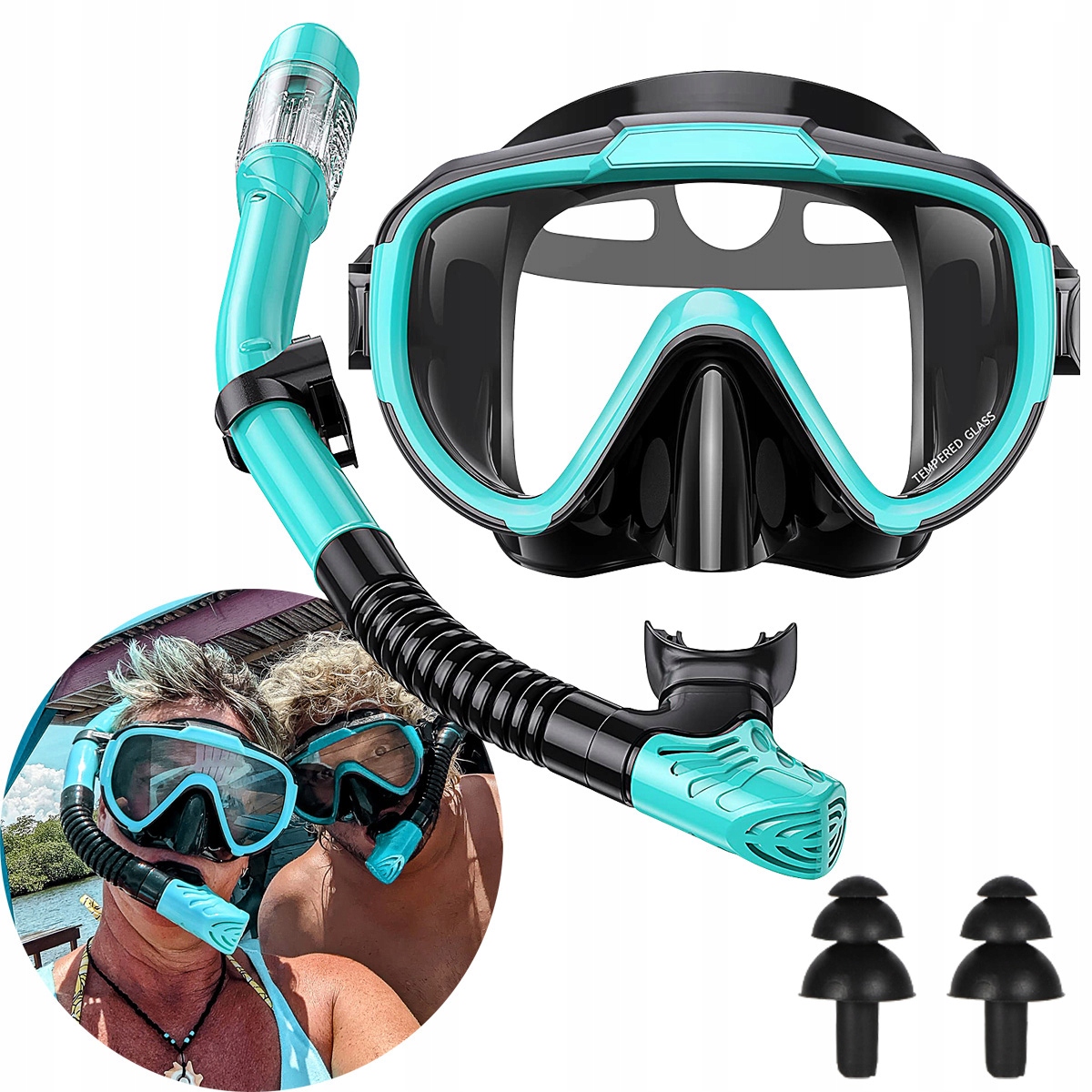 ZESTAW MASKA I FAJKA DO NURKOWANIA OKULARY I RURKA DO SNORKELINGU WIDOK