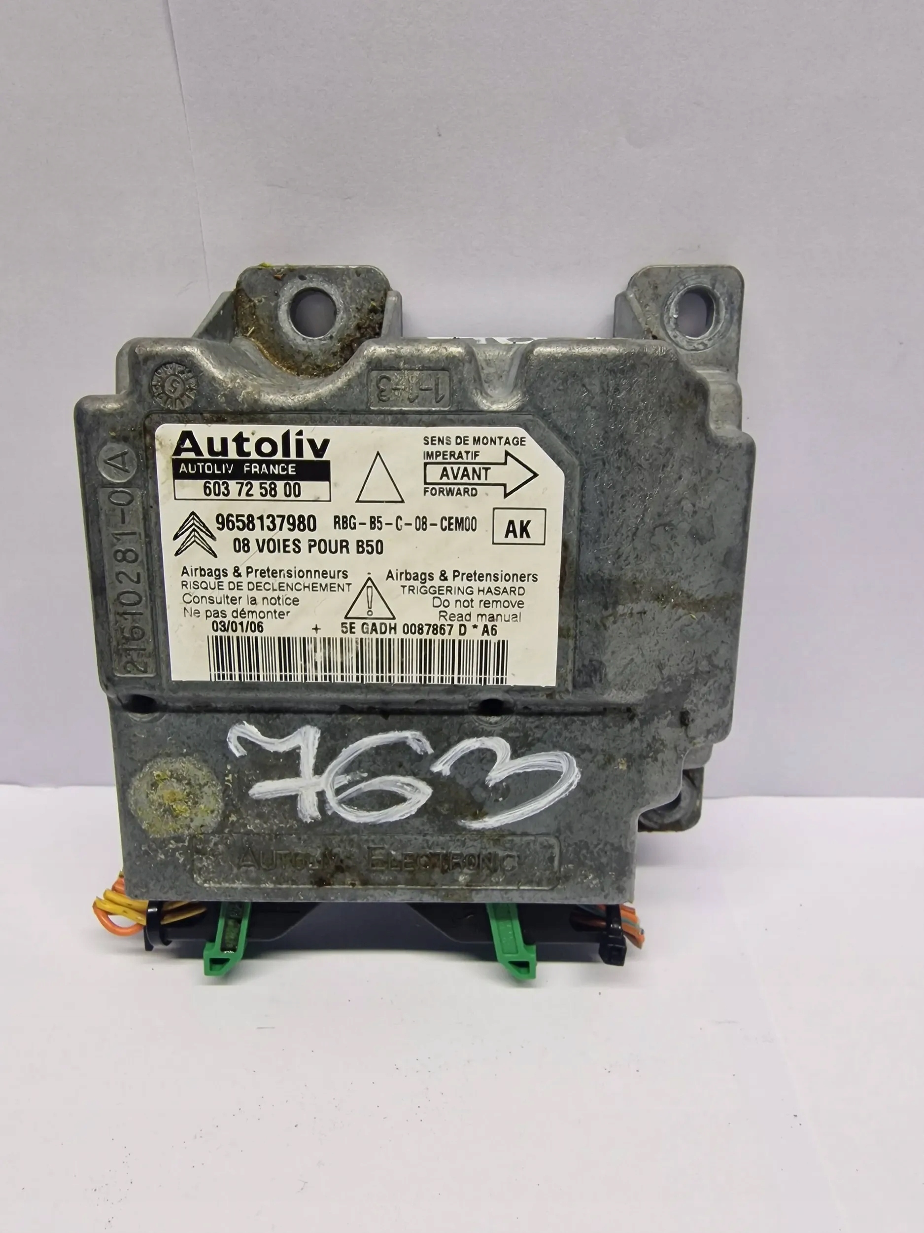 Citroen C4 e 2004 Moduly airbag powietrznych 9658137980