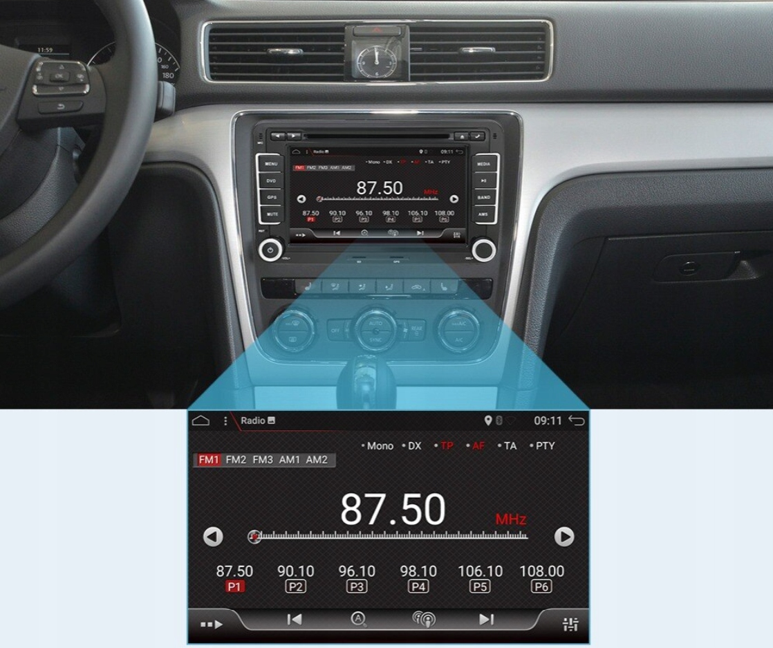 RADIO ANDROID VW PASSAT GOLF SKODA SEAT LEON 4/64 Moc wzmacniacza 4*45W W