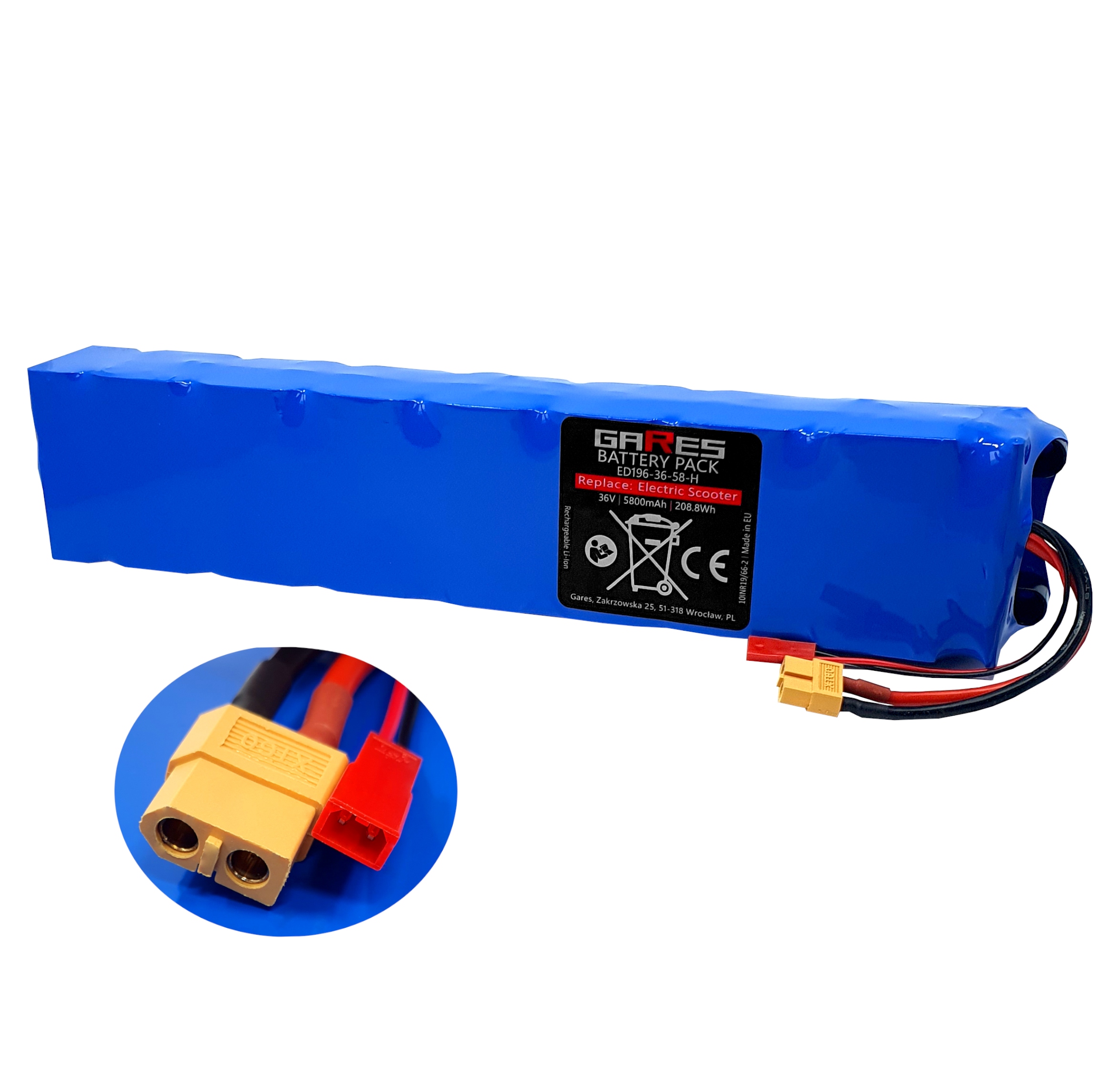 Bateria Akumulator do Hulajnogi Elektrycznej 36V 5,8Ah 5800mAh wtyczka XT60