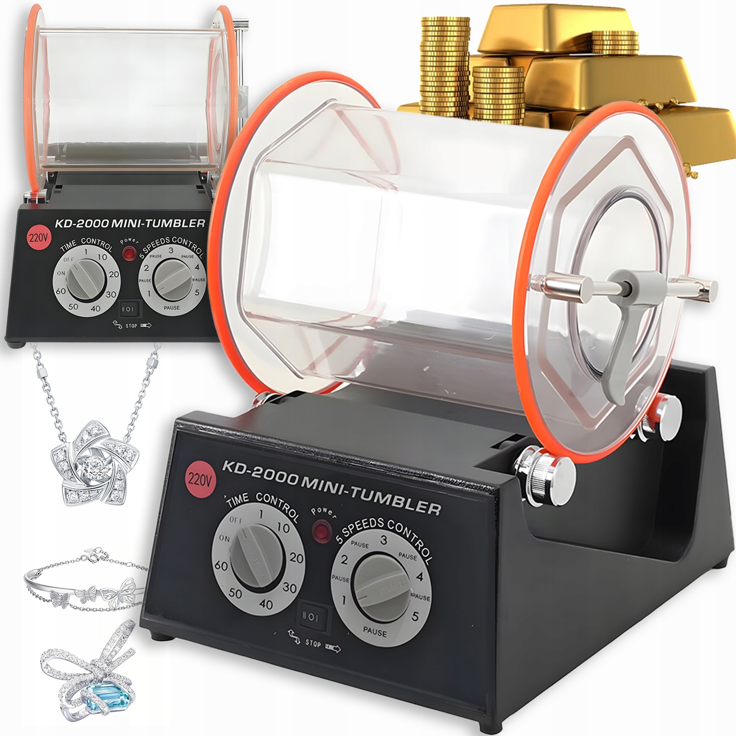 60W Rotační Leštička Na Leštění Šperků Tumbler 5 Rychlostí S Časovačem