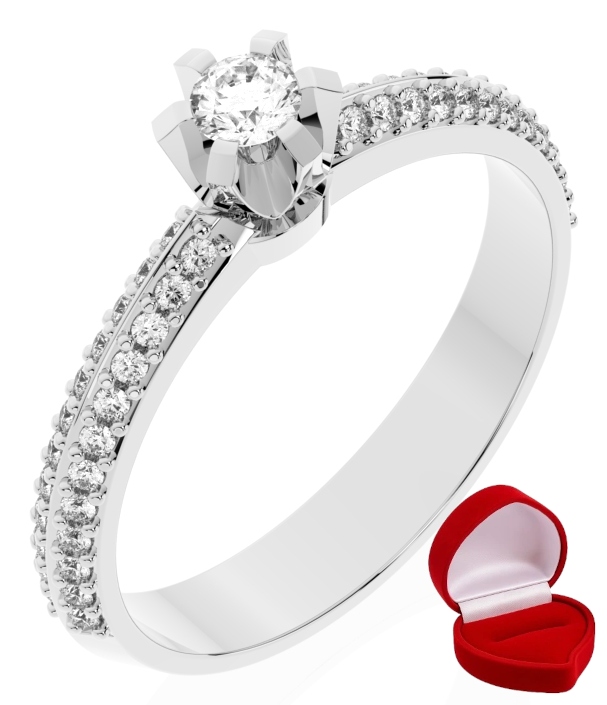 Zlatý Prstýnek 585 14k Safír 0,09 ct Bílé Zlato R10