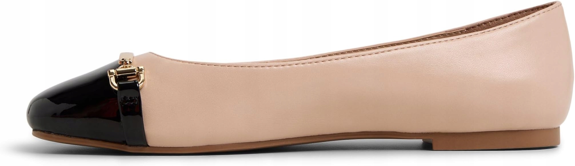Aldo Béžové Baleríny S Černou Lakovanou Špičkou A Ozdobou 40 T7A