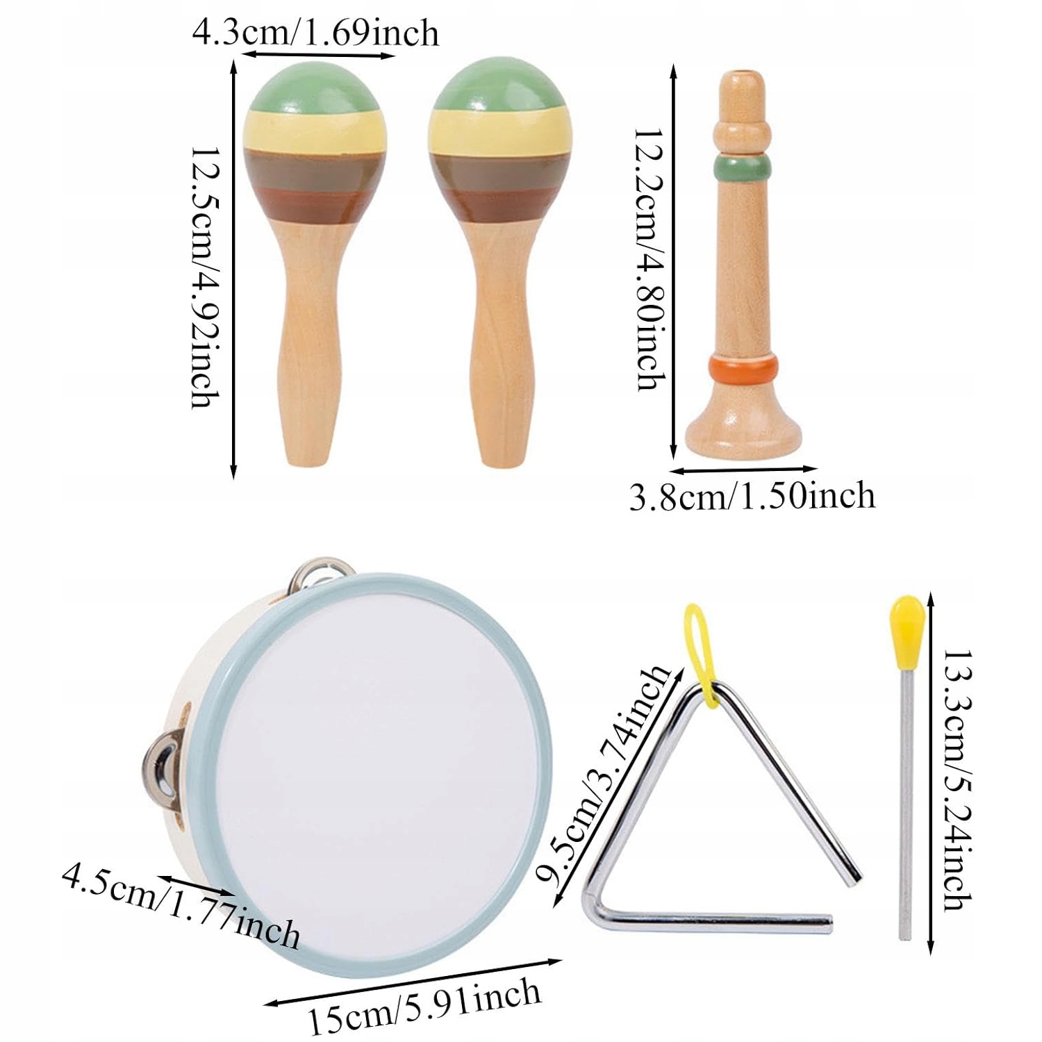DREWNIANE INSTRUMENTY MUZYCZNE ZESTAW MONTESSORI DLA DZIECI BĘBENEK FLET Marka bez marki