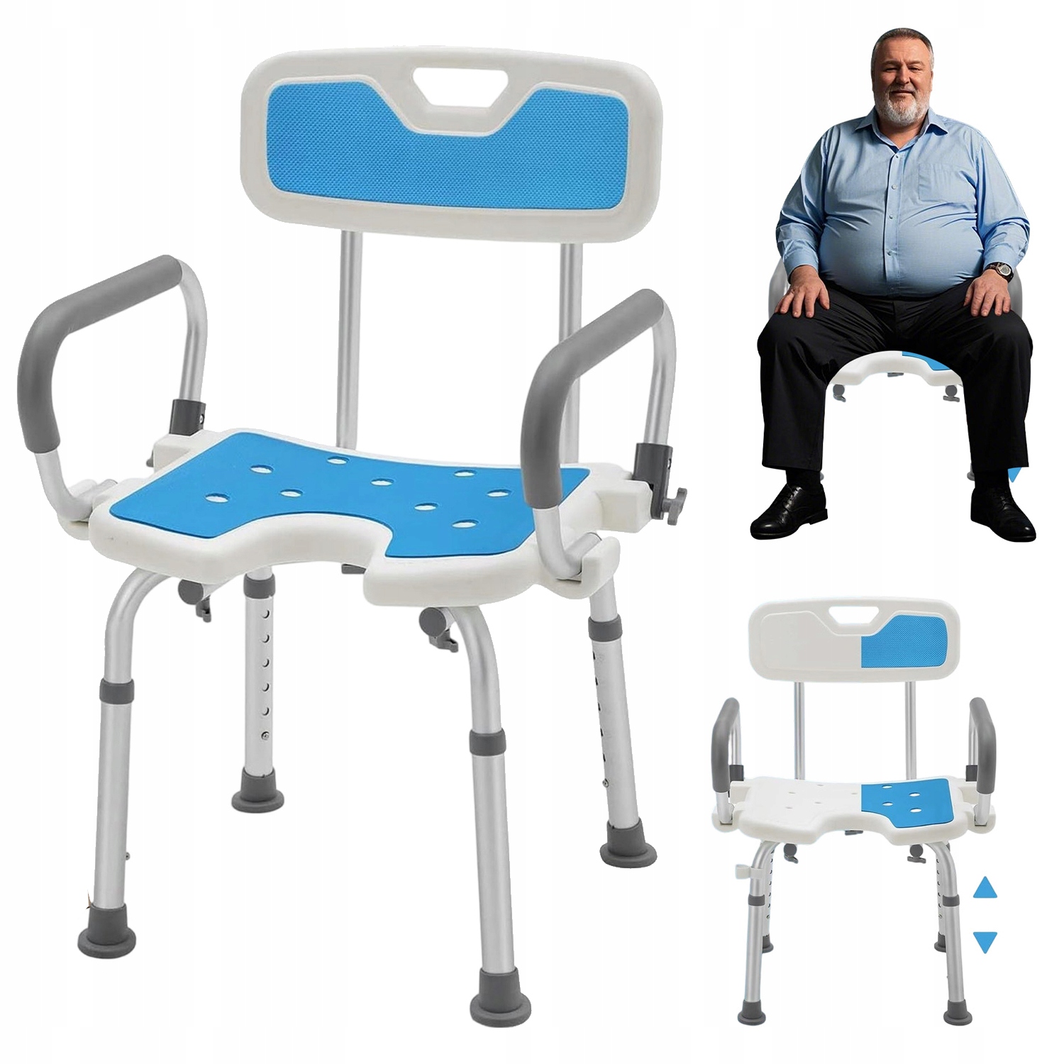 Antybakteryjny Taboret Prysznicowy Antypoślizgowy Udźwig 150KG 6 Biegów