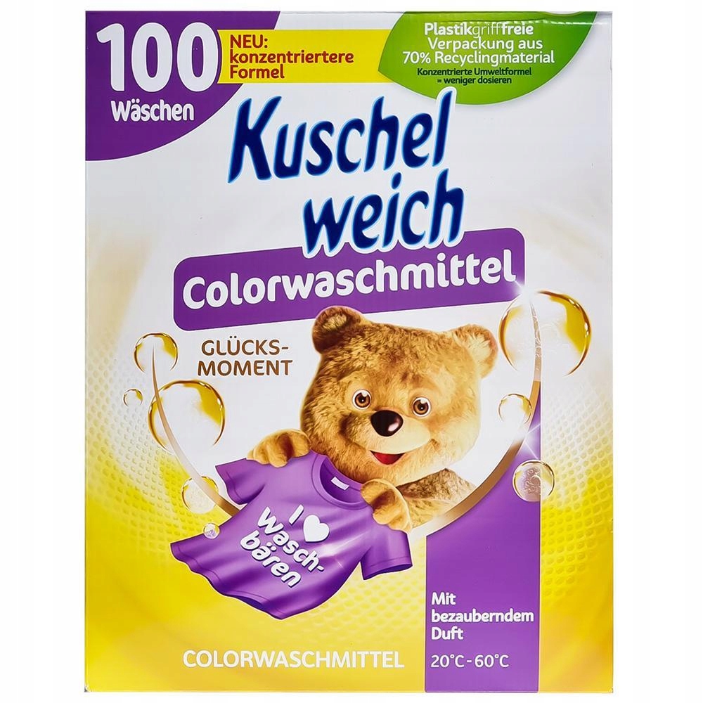 Levně Prášek Na Barevné Prádlo Německý Kuschelweich Glucksmoment 100 Praní 5KG