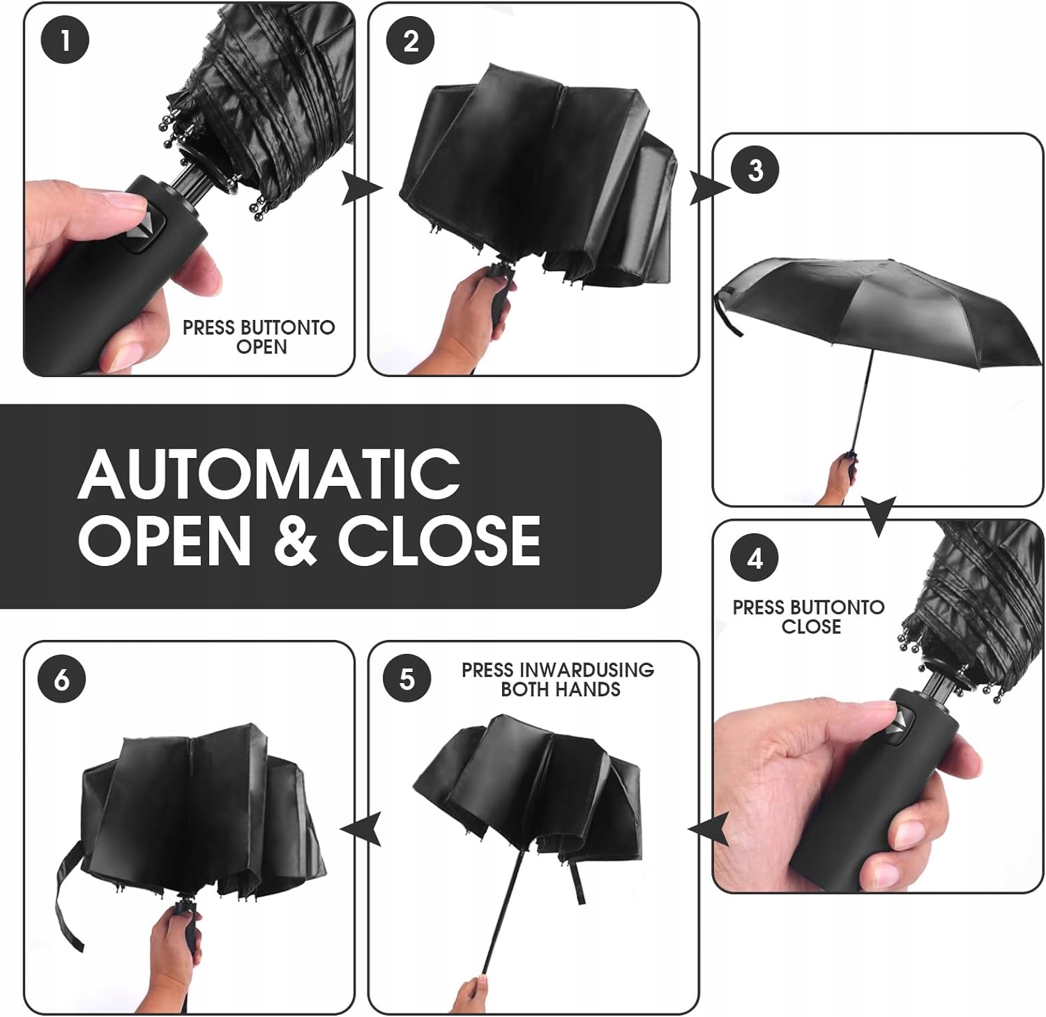 Parasol automatyczny, składany, z pokrowcem czarny Model MP-332