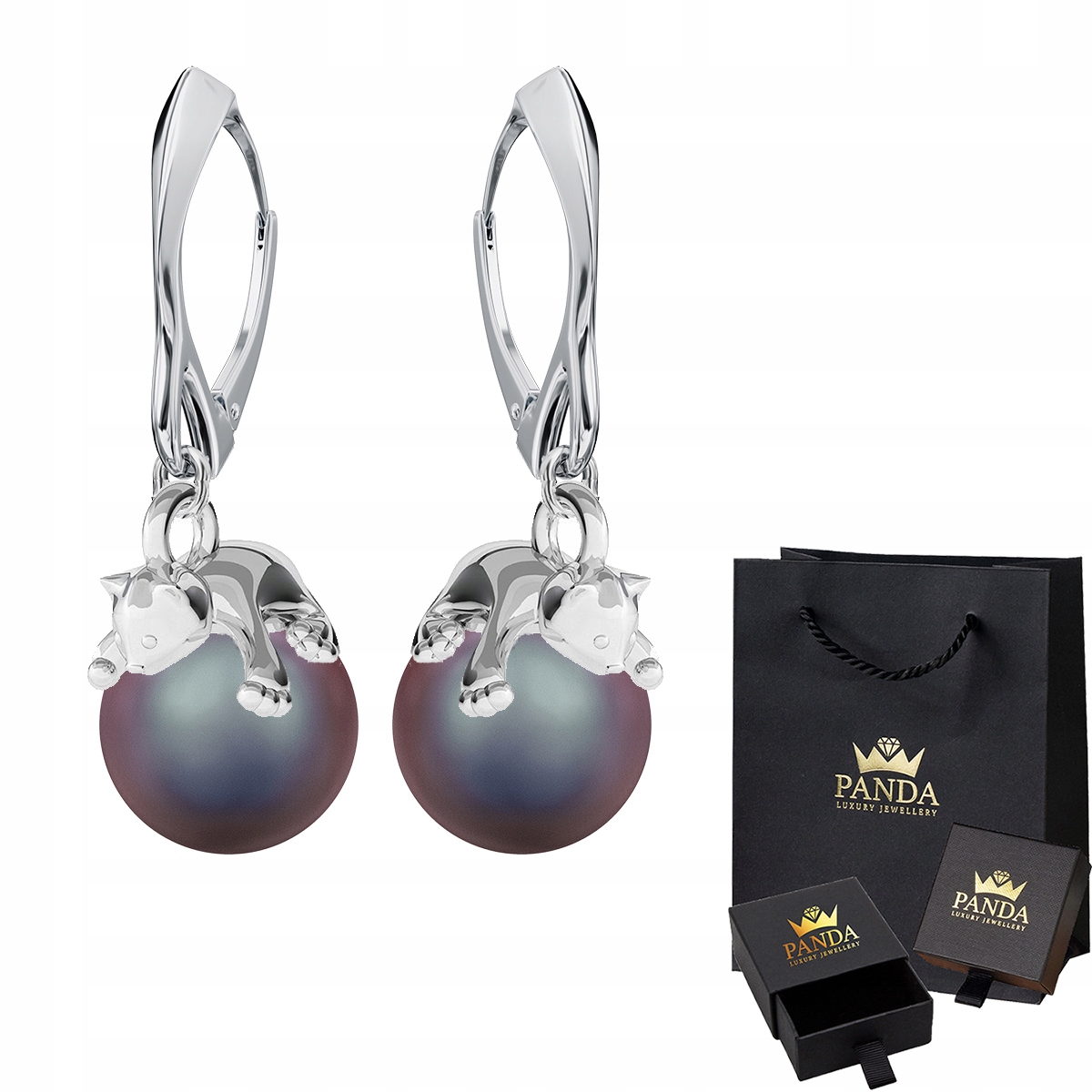 

Kolczyki Kotki Perły Swarovski Srebro 925 Prezent