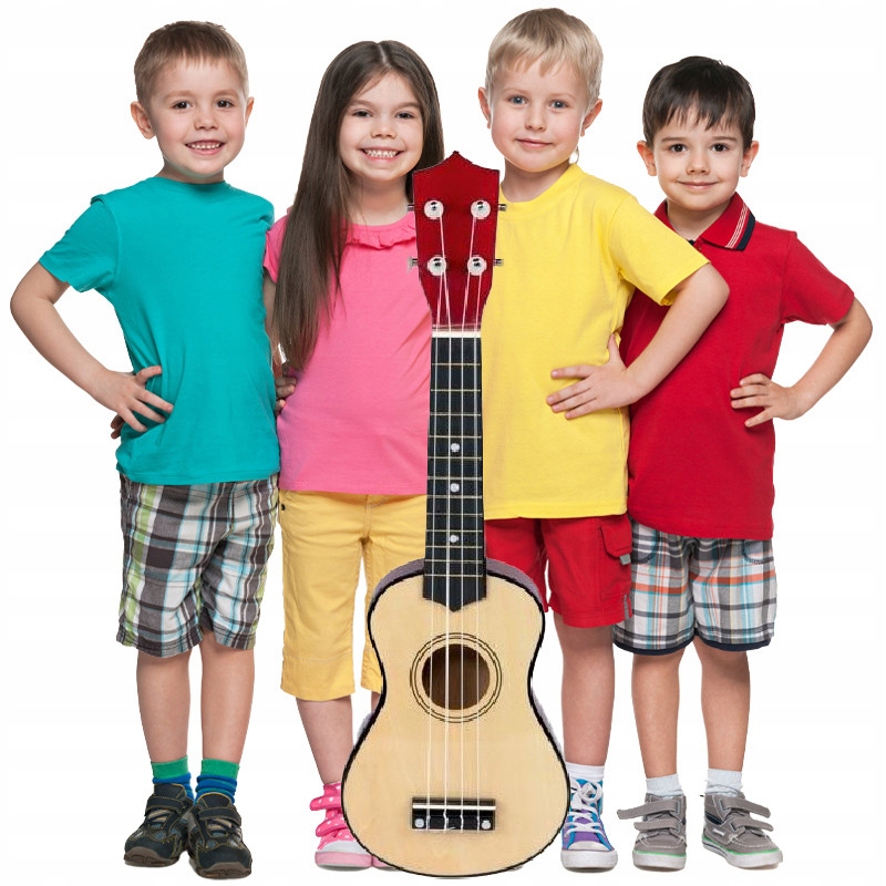 Drewniane INSTRUMENTY Zestaw dla DZIECI Ukulele