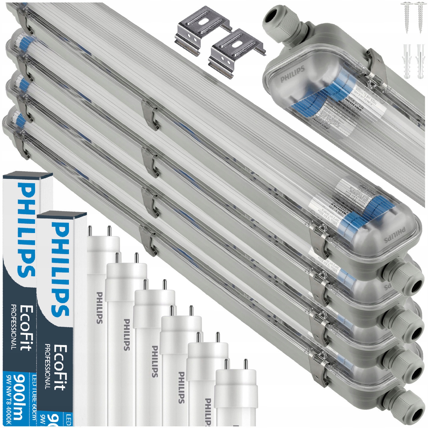 Philips Hermetické svietidlo 60 cm 4x Lampa 8x Led žiarivky Vodotesné