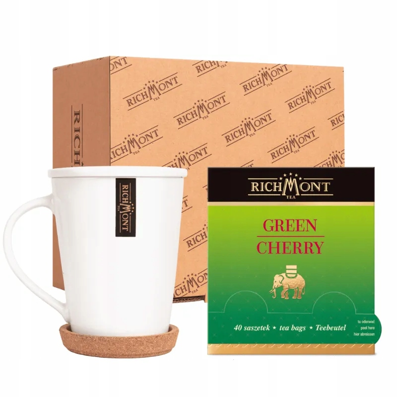 Herbata Richmont Green Cherry 40 szt porcelanowy zestaw celebracji herbaty
