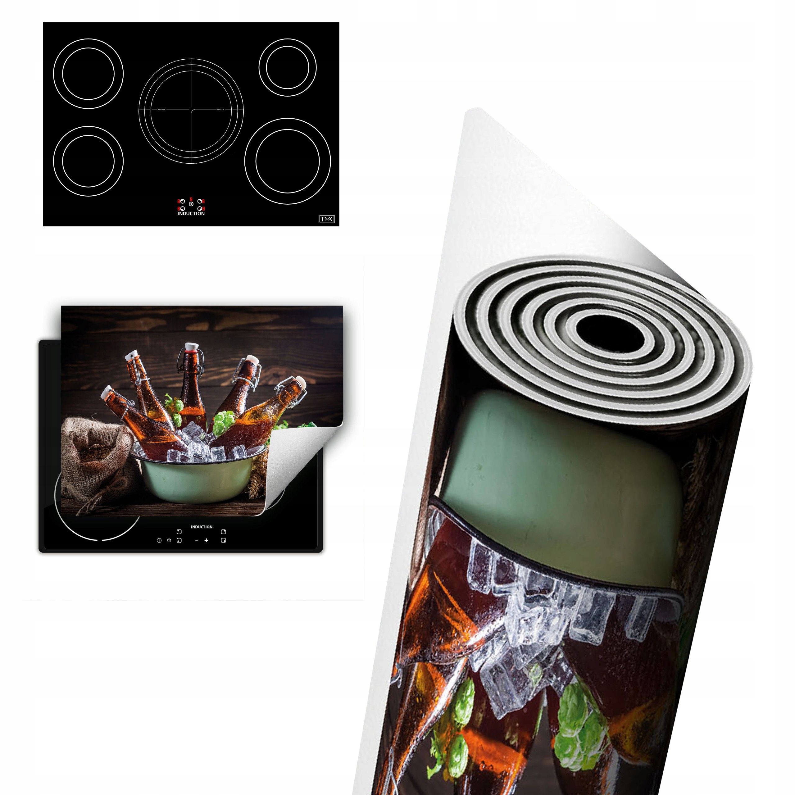 Vinylová Ochrana Na Indukci Pracovní Desky 80x52 Pivo dřevo