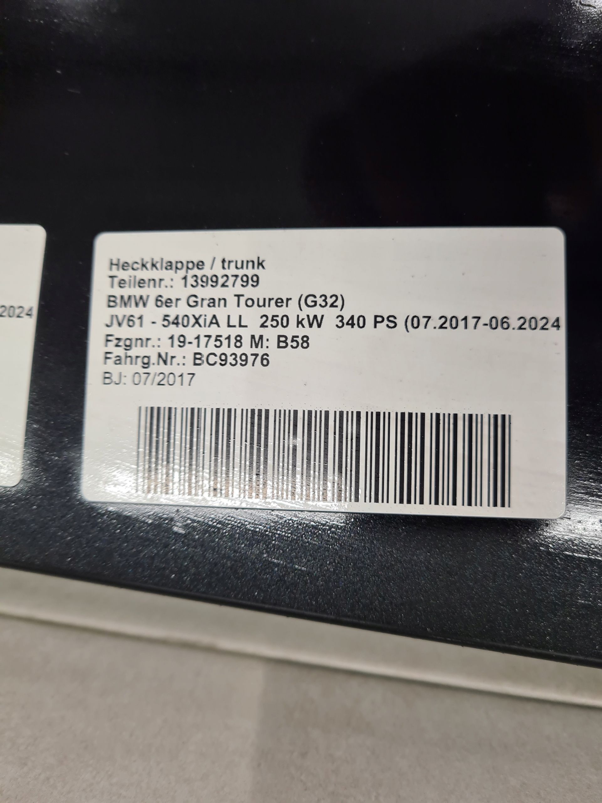 BMW 6 G32 TRUNK DOOR BOOT 475