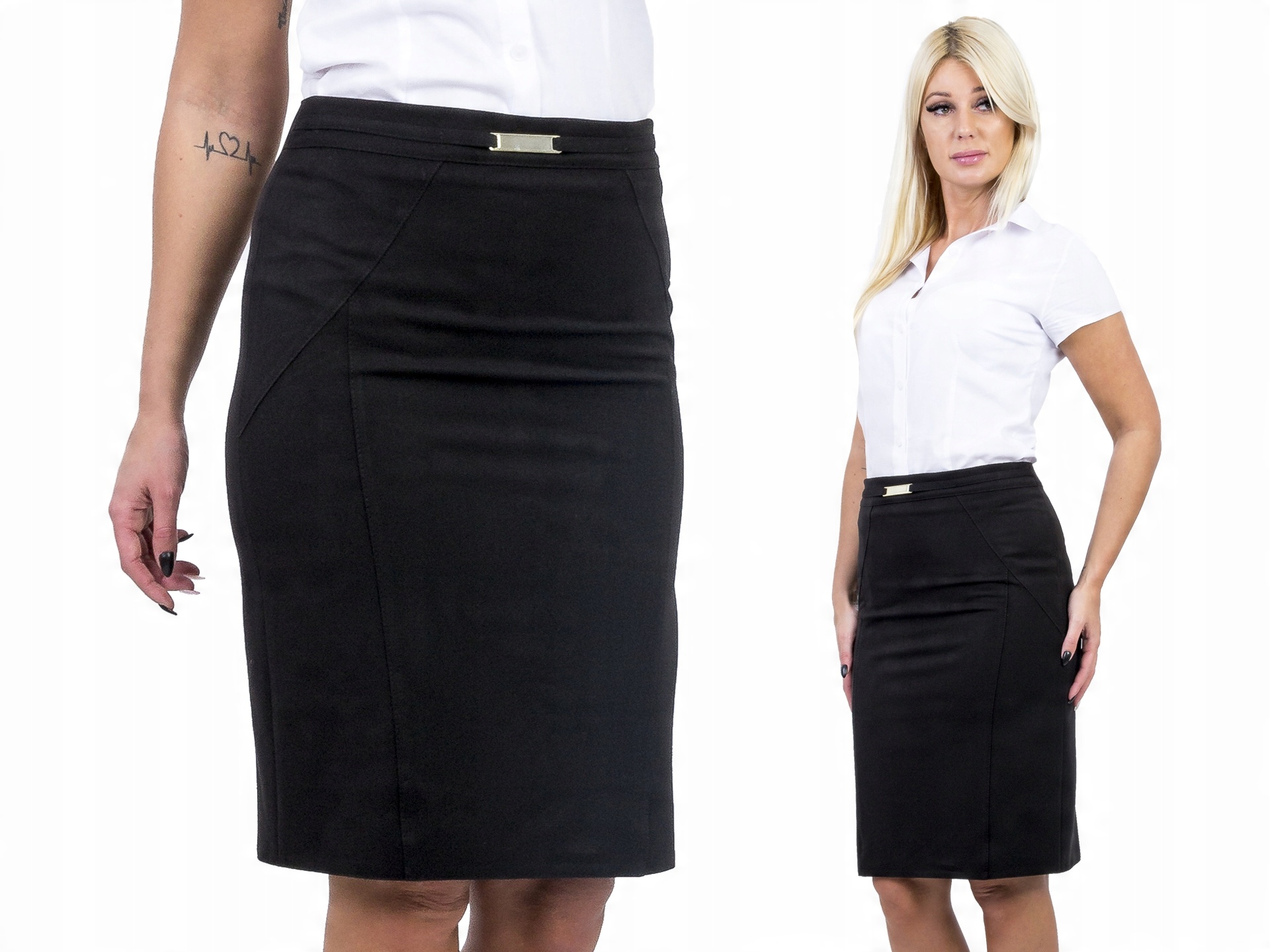 

D330 Elegancka Spódnica Ołówkowa Czarna r. 48