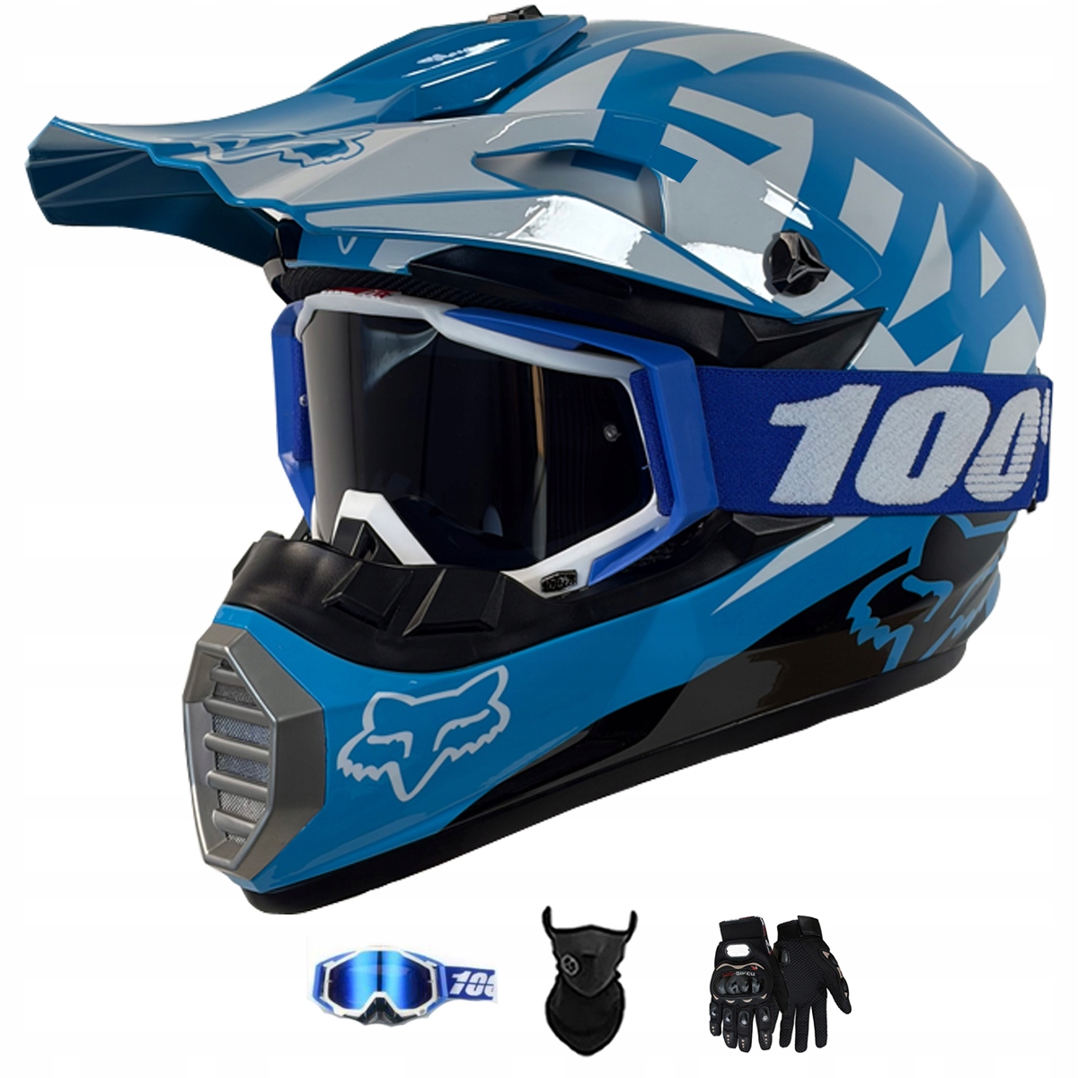 Motocyklová Přilba Lehká Enduro Quada Brýle Rukavice Maska M